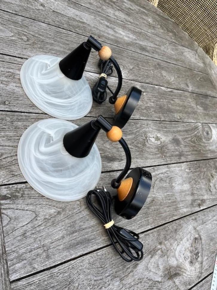 wandlampen met schakelaar, Huis en Inrichting, Lampen | Wandlampen, Zo goed als nieuw, Glas, Hout, Metaal, Ophalen of Verzenden