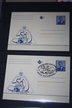 2x gele briefkaart , 1 met boekenbeurs stempel 1997, Collections, Personnages de BD, Autres types, Bob et Bobette, Enlèvement ou Envoi