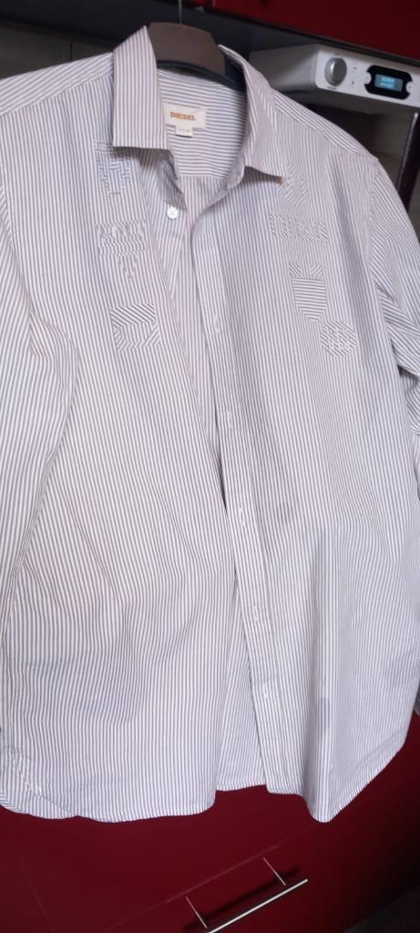 CHEMISE HOMME DIESEL, Kleding | Heren, Overhemden, Zo goed als nieuw, Halswijdte 43/44 (XL), Wit, Ophalen of Verzenden