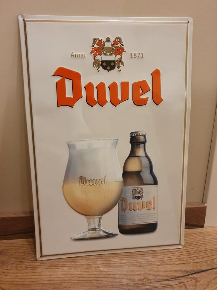 Panneau d'affichage en métal - Duvel -, Collections, Marques de bière, Utilisé, Panneau, Plaque ou Plaquette publicitaire, Duvel