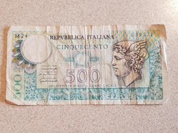 Oud 500 Lire bankbiljet Italië 1976
