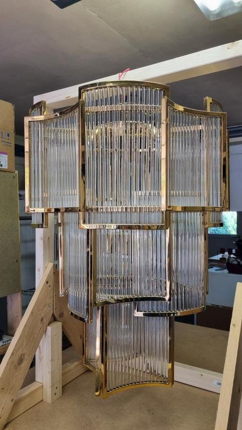Prachtige art deco lusters, Huis en Inrichting, Lampen | Kroonluchters, Gebruikt, Glas, Metaal, Ophalen