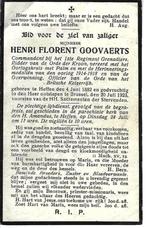 RP Henri F. Goovaerts Cdt 1ste Reg Gren 1882-1923, Ophalen of Verzenden