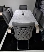 Table + 6 chaises gris, Maison & Meubles, Enlèvement, Utilisé