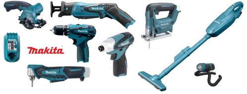 Makita 10,8v Combiset met 9 gereedschappen in M-tas(set A –, Bricolage & Construction, Outillage | Foreuses, Comme neuf, Perceuse