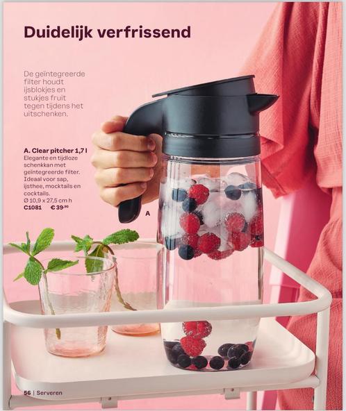 Tupperware - Pichet transparent 1,7 L, Maison & Meubles, Cuisine| Tupperware, Neuf, Bol ou Canette, Enlèvement ou Envoi