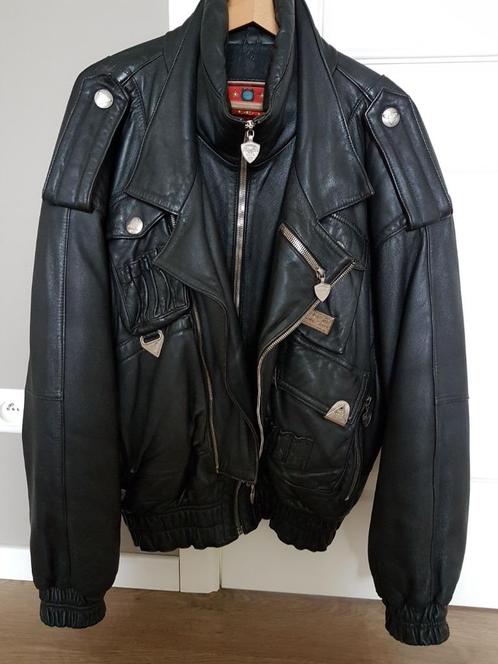 Mooie lederen motorjas/vrijetijdsjas, Kleding | Heren, Jassen | Zomer, Zo goed als nieuw, Maat 52/54 (L), Zwart, Ophalen