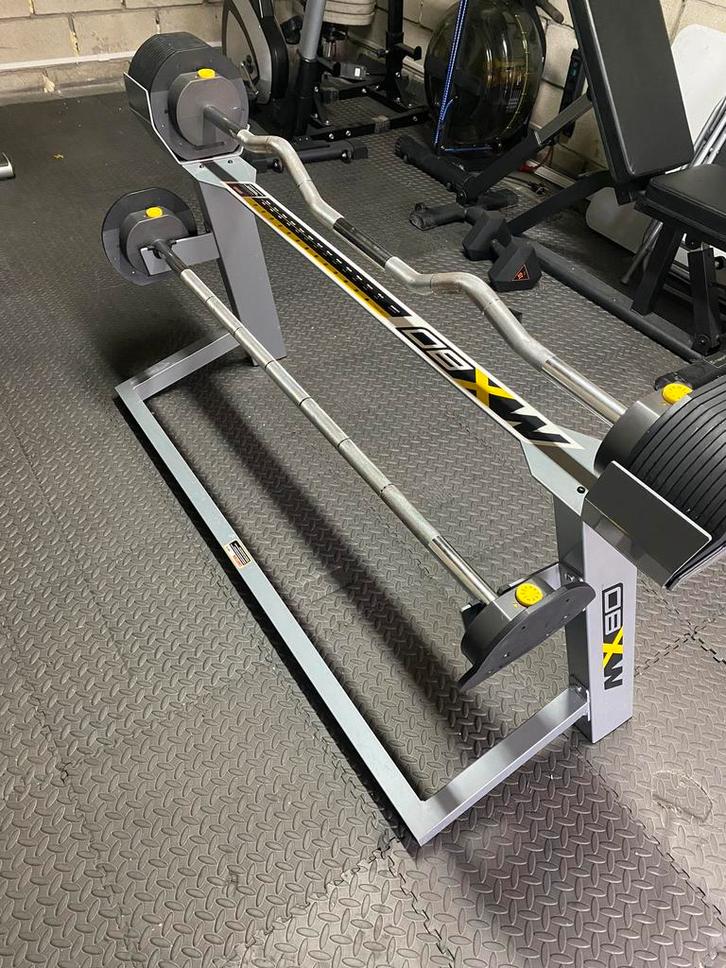 MX80 Verstelbare Barbell & EZ Curl Set met Standaard 36.3kg, Sport en Fitness, Fitnessmaterialen, Zo goed als nieuw, Halterschijven