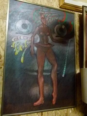 vintage abstract schilderij ``De Ballerina`` beschikbaar voor biedingen