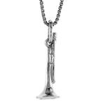 Zilveren hanger in de vorm v/e muziekinstrument trompet, Nieuw, Ophalen of Verzenden, Zilver, Zilver