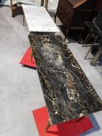 2 marmeren salontafel met koper onderstel marmer, Ophalen