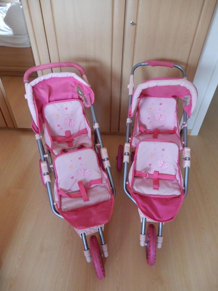 Poppenwagen duobuggy, Kinderen en Baby's, Speelgoed | Poppen, Gebruikt, Babypop, Ophalen of Verzenden
