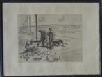 JEAN DONNAY / LES JARDINIERS / ZW-W ETS / 53x69cm / KADER, Antiquités & Art, Art | Eaux-fortes & Gravures, Enlèvement ou Envoi