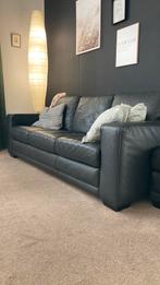 Zwarte leren zetel, Huis en Inrichting, Ophalen, Driepersoons, Leer, Zo goed als nieuw