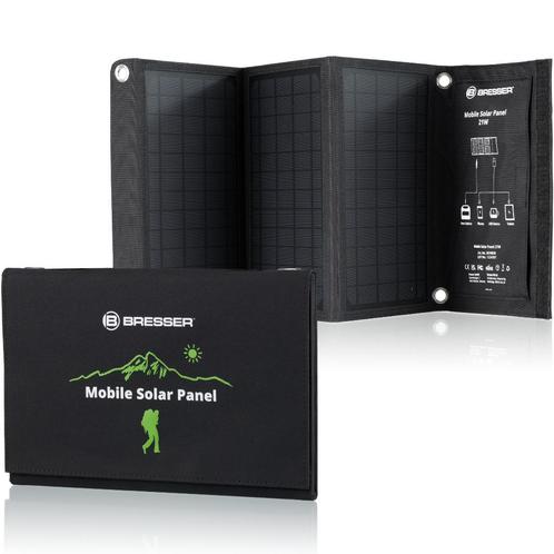 BRESSER Mobiele zonnelader 21 watt met USB- en DC-aansluitin, Caravanes & Camping, Caravanes & Camping Autre, Comme neuf, Enlèvement ou Envoi