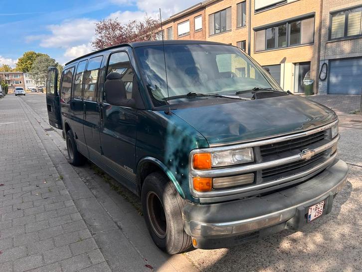 Chevrolet Van express 1500, Auto's, Chevrolet, Particulier, LPG, Monovolume, 5 deurs, Automaat, Groen, Beige, Stof, Achterwielaandrijving