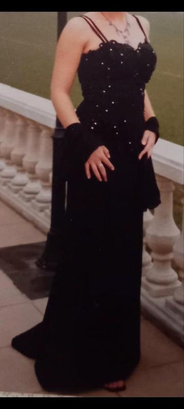 Très belle robe longue noire, corset avec jupe longue, Enlèvement, Comme neuf, Noir