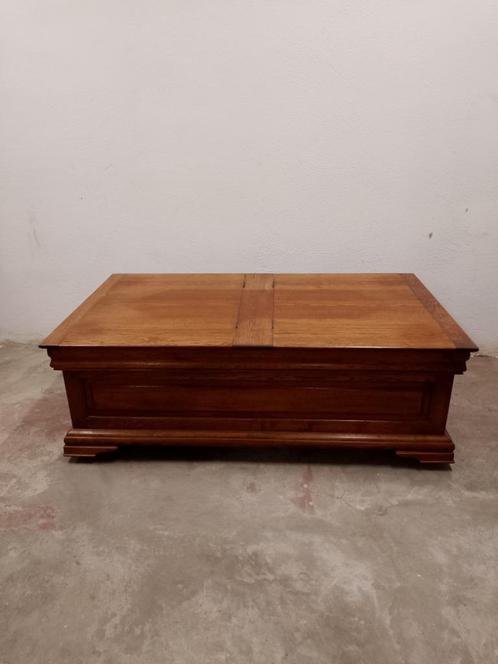 Vol Eiken kist/salontafel met 2 vleugeldeuren, Huis en Inrichting, Woonaccessoires | Kisten, Gebruikt, Minder dan 50 cm, 125 cm of meer