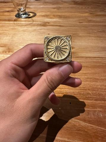 Bague du drapeau Gitan Niglo Chevalière Acier Or Diamant beschikbaar voor biedingen
