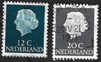 2 Postzegels Nederland 1954 Koningin Juliana 'En profil', Postzegels en Munten, Ophalen of Verzenden, Na 1940, Gestempeld