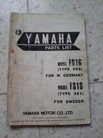 Yamaha FS1G type 468  & FS1S Type 381. Parts Book, Enlèvement ou Envoi, Comme neuf
