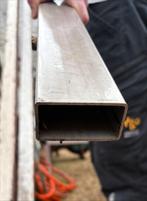 3x inox koker rechthoekig 3x6x470 cm, Doe-het-zelf en Bouw, Metalen, Ophalen, Gebruikt, Overige metalen