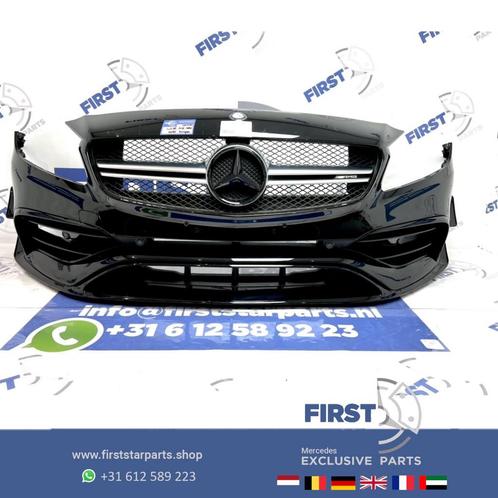 W176 A45 AMG FACELIFT VOORBUMPER ZWART COMPLEET AERO PAKKET, Auto-onderdelen, Carrosserie, Bumper, Mercedes-Benz, Voor, Gebruikt