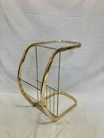 Vintage glazen en messing bijzettafel, Duitsland 1990, Huis en Inrichting, Woonaccessoires | Krantenbakken en Lectuurbakken, Ophalen of Verzenden
