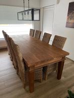 Eiken eettafel + stoelen, 200 cm of meer, 100 tot 150 cm, Rechthoekig, Eikenhout