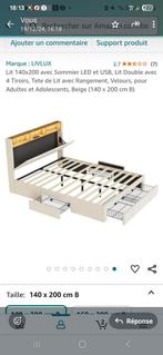 Lit avce prise de charge, rangement, led, Maison & Meubles, Chambre à coucher | Lits, Enlèvement, Comme neuf