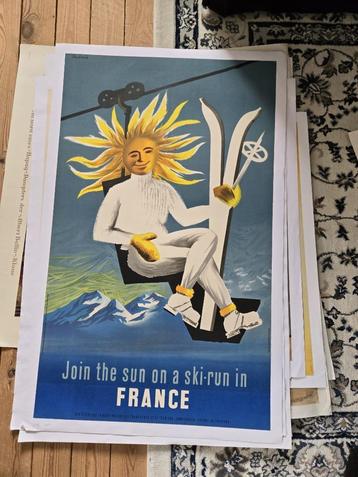 Profitez du soleil sur une piste de ski en France - Dubois -, Publicité, Rectangulaire vertical, A1 jusqu'à A3, Comme neuf