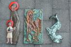 2 x Keramiek decoratie perignem paard/ vis /maria (jaren 60), Antiek en Kunst, Ophalen of Verzenden
