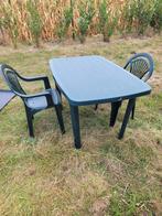 Groene tuintafel van pvc + 4 stoelen, Ophalen, Gebruikt