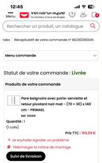 Pare-baignoire noir mat, Neuf, Moins de 25 cm, Enlèvement, 50 à 100 cm