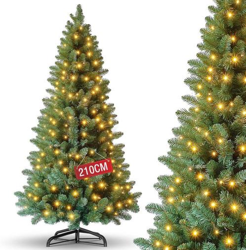Kerstboom, 210 cm Vast Ingebouwde Ledlampen Vlamvertragend, Diversen, Kerst, Nieuw, Ophalen of Verzenden