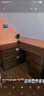 Hoekbureau van bruin eikenhout, Ophalen, Zo goed als nieuw, Bureau