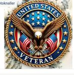 Vintage metalen bord rond United States Veteran (20cm), Huis en Inrichting, Verzenden, Nieuw