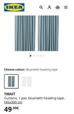 IKEA gordijnen, Huis en Inrichting, Ophalen, 100 tot 150 cm, Blauw, Zo goed als nieuw