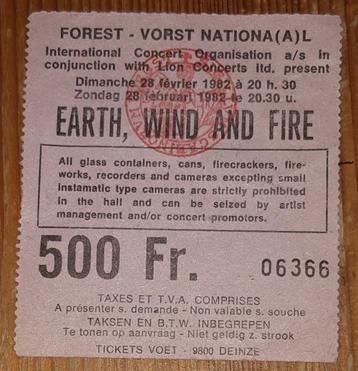 Earth, Wind and Fire concertticket Vorst Nationaal 1982