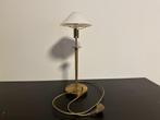 Vintage Mat Gouden Lamp met Melkglazen Kap – E14 Fitting – C, Ophalen of Verzenden, Gebruikt, Glas, Minder dan 50 cm