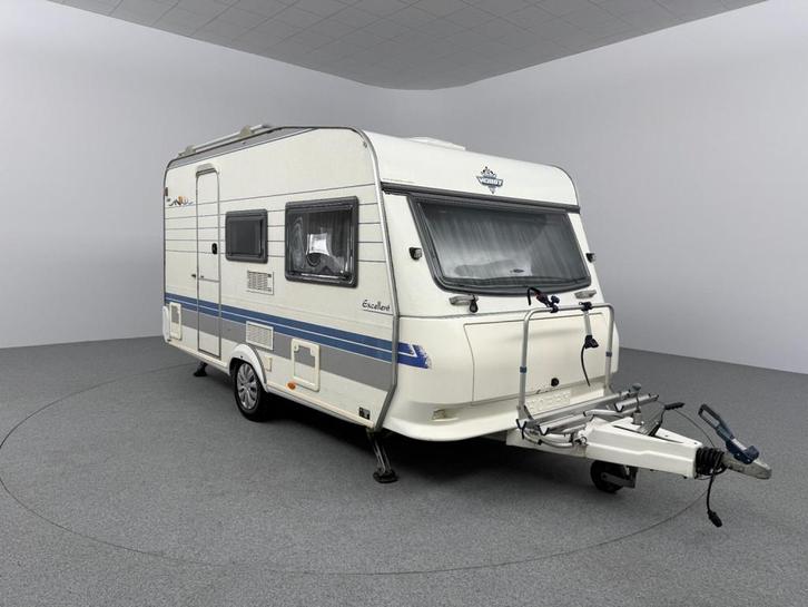 Hobby Excellent 400 SF Voortent Luifel Fietsendrager, Caravans en Kamperen, Caravans, Treinzit, Hobby, Vast bed, 4 tot 5 meter