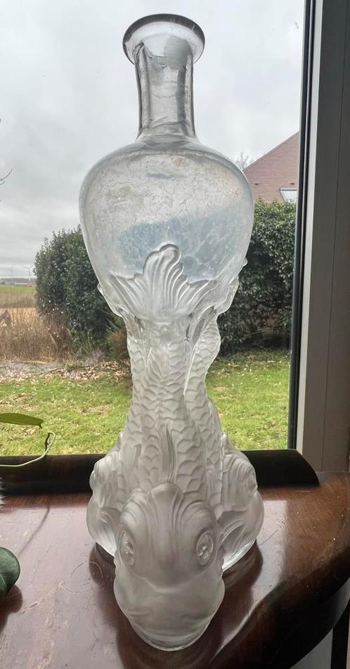 Antieke Legras & Cie fles met 3 dolfijnen geblazen Frankrijk, Antiek en Kunst, Antiek | Glaswerk en Kristal, Ophalen of Verzenden