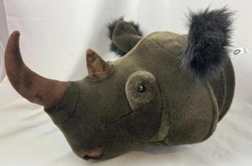 Wild & Soft Dierenkop Neushoorn Pluche wand Muurdecoratie beschikbaar voor biedingen