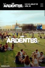 Ardentes 2025 - PASS 4 JOURS, Tickets en Kaartjes, Evenementen en Festivals, Eén persoon, Meerdaags