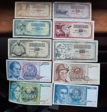 Verzameling van 29 biljetten uit Joegoslavië 