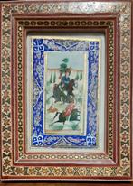 Zeer mooi Perzisch miniatuur schilderij van jachtpar, Antiek en Kunst, Ophalen of Verzenden
