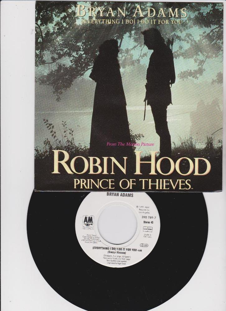 Bryan Adams – (Everything I Do) I Do It For You  1991, CD & DVD, Vinyles Singles, Comme neuf, Single, Pop, 7 pouces, Enlèvement ou Envoi
