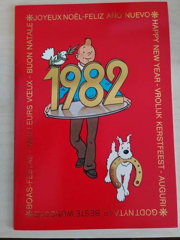 Kuifje wenskaart uit 1982, gesigneerd door Hergé  beschikbaar voor biedingen