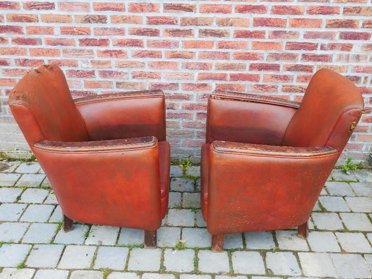 Paire de fauteuils "CLUB", Maison & Meubles, Fauteuils, Utilisé, Bois, Cuir, 50 à 75 cm, Moins de 75 cm, Enlèvement