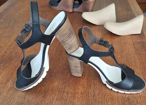 Echte zwarte leren sandalen,merk   CAFeNOIR,maat 39, Kleding | Dames, Schoenen, Verzenden
